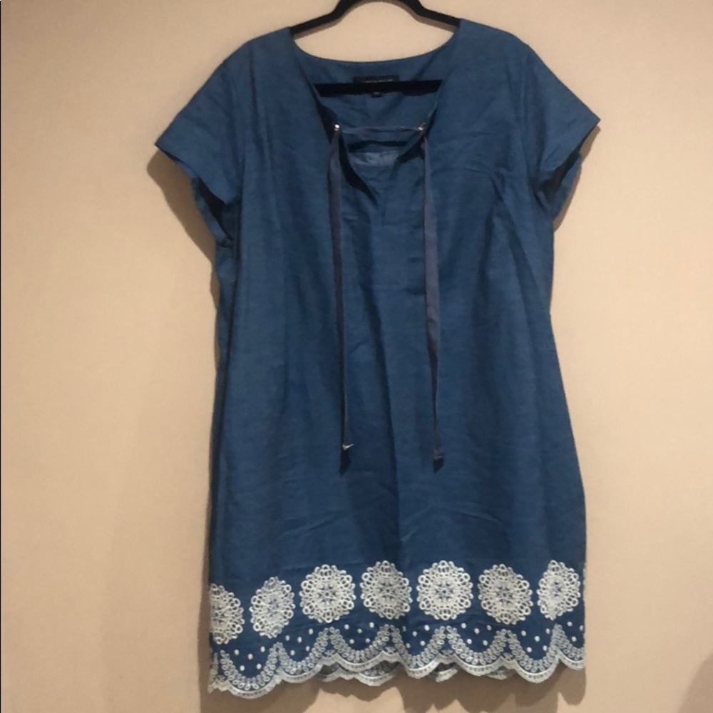 Tommy Hilfiger Denim Embroidered Midi Dress